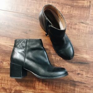 Genuine Leather Booties - Low Block Heel H&M